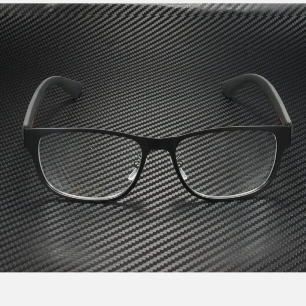 GUCCI Rectangular Square Black Demo Lens 55 mm Men's Eyeglasses - Picture 2 of 4
